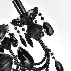 Candelabra Chandelier with Faceted Crystal Drops in Satin Black Steel