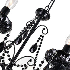Candelabra Chandelier with Faceted Crystal Drops in Satin Black Steel