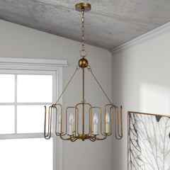 Candle-Style Chandelier, 6-Light, Distressed Iron in Gold Finish