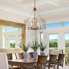 Candle-Style Chandelier, 6-Light, Distressed Iron in Gold Finish