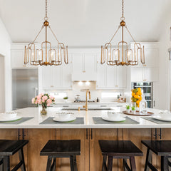 Candle-Style Chandelier, 6-Light, Distressed Iron in Gold Finish