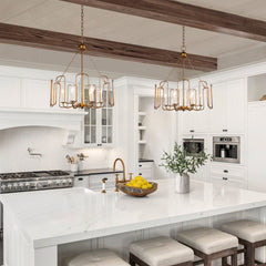Candle-Style Chandelier, 6-Light, Distressed Iron in Gold Finish