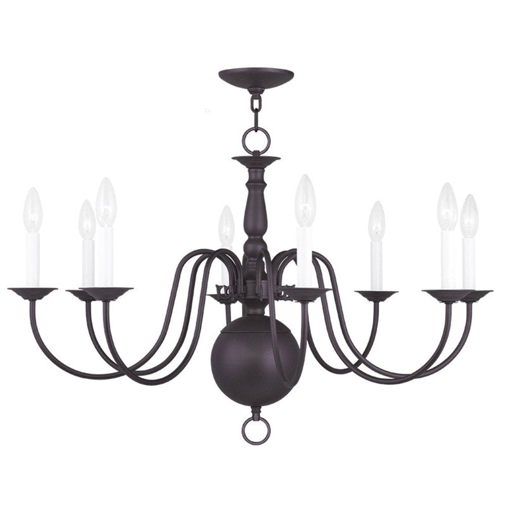 Candle-Style Chandelier with 8 Lights in Steel