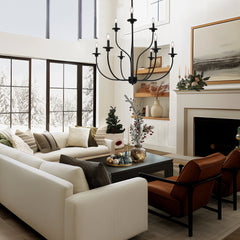 Candle-Style Chandelier with 9 Lights and 2 Tiers in Matte Black