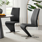 Cantilever Dining Chairs, Set of 2, Faux Leather, Metal Frame