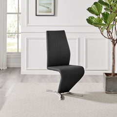 Cantilever Dining Chairs, Set of 2, Faux Leather, Metal Frame