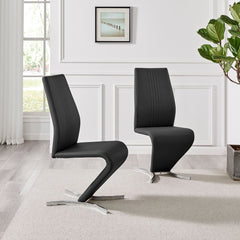 Cantilever Dining Chairs, Set of 2, Faux Leather, Metal Frame