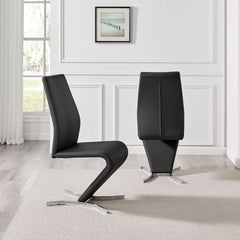 Cantilever Dining Chairs, Set of 2, Faux Leather, Metal Frame