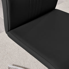 Cantilever Dining Chairs, Set of 2, Faux Leather, Metal Frame
