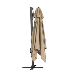 Cantilever Patio Umbrella, Square Polyester Canopy in Taupe with Black Pole