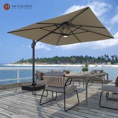 Cantilever Patio Umbrella, Square Polyester Canopy in Taupe with Black Pole