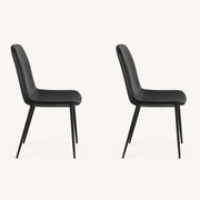Profile | both chairs in true side view, backrest curve and leg taper in silhouette