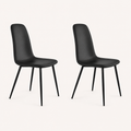 Studio | both chairs at a true three-quarter, seat depth and the slim metal legs both read