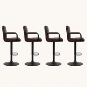 Side | true side profile of all four stools showing the arm curve and pedestal column