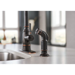 Noell Single-Handle Standard Kitchen Faucet with Side Sprayer in Mediterranean Bronze | product photo