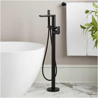 Berwyn Freestanding Tub Faucet with Hand Shower and Rough-In Valve - Matte Black