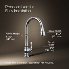 Kohler Artifacts Pull Down Single Handle Kitchen Faucet | product photo