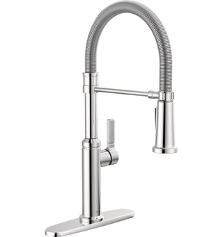 Rhett Pro Style Commercial Kitchen Faucet with Pull Down Sprayer, Chrome Single Hole Kitchen Sink Faucet, Single Handle, Chrome