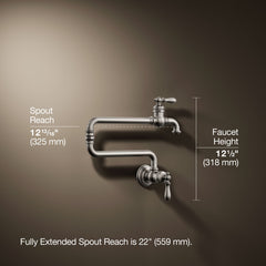 Artifacts Single-Hole Wall-Mount Pot Filler in Vibrant Stainless | product photo