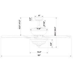 Ceiling Fan, 52 in, Black Finish with Glass Bowl Light