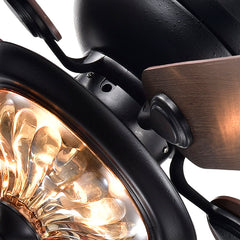 Ceiling Fan, 52 in, Black Finish with Glass Bowl Light