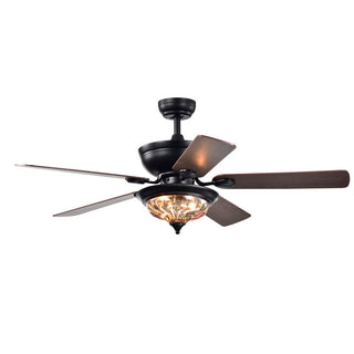 Ceiling Fan, 52 in, Black Finish with Glass Bowl Light