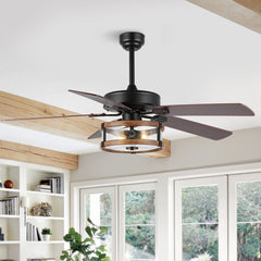 Ceiling Fan, 52 Inch with Black Finish and LED Light Kit