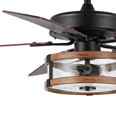 Ceiling Fan, 52 Inch with Black Finish and LED Light Kit