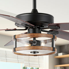 Ceiling Fan, 52 Inch with Black Finish and LED Light Kit