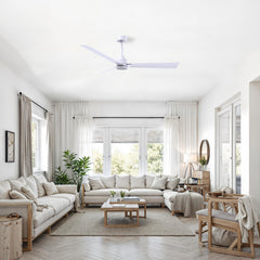 Ceiling Fan, 56 in Blade Span, Matte White with Remote Control