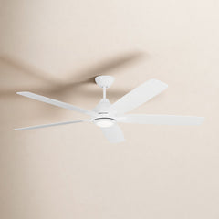 Ceiling Fan, 60 in Blade Span with Five Solid Wood Blades and LED Light