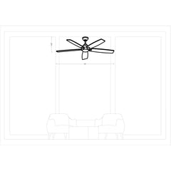 Ceiling Fan, 60 in Blade Span with Five Solid Wood Blades and LED Light