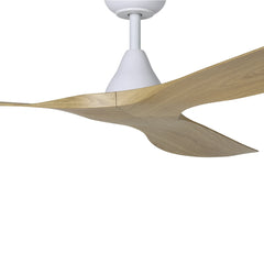 Ceiling Fan, 60 in with Oak Blades and White Metal Body
