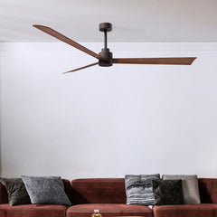 Ceiling Fan, 72 in Blade Span, Textured Bronze with Walnut Blades