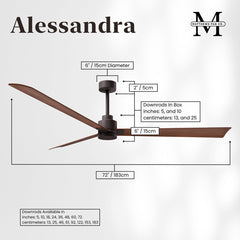 Ceiling Fan, 72 in Blade Span, Textured Bronze with Walnut Blades