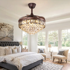 Ceiling Fan Light, 42 Inch, Iron Body with Crystal Shade