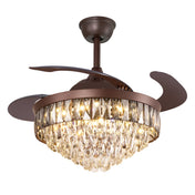 Ceiling Fan Light, 42 Inch, Iron Body with Crystal Shade