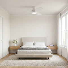 Ceiling Fan with 3 Blades and Dimmable LED Light in Matte White with White Blades