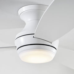 Ceiling Fan with 3 Blades and Dimmable LED Light in Matte White with White Blades