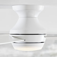 Ceiling Fan with 3 Blades and Dimmable LED Light in Matte White with White Blades