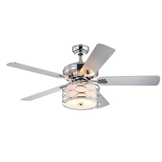 Ceiling Fan with 3 Lights, 52 in Blade Span, Chrome with Wood Blades