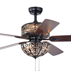 Ceiling Fan with 6 Lights and Remote Control in Rustic Bronze