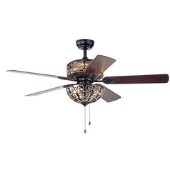 Ceiling Fan with 6 Lights and Remote Control in Rustic Bronze