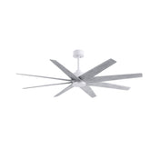 Ceiling Fan with 8 Blades, 64 Inch Span, Matte White with Barnwood Tone Blades