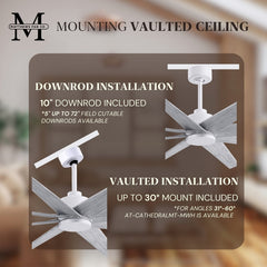 Ceiling Fan with 8 Blades, 64 Inch Span, Matte White with Barnwood Tone Blades
