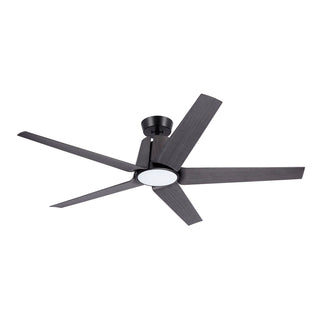 Ceiling Fan with LED Light, 60 Inch Solid Wood Blades, Black and Charcoal