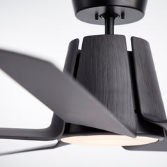 Ceiling Fan with LED Light, 60 Inch Solid Wood Blades, Black and Charcoal