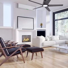 Ceiling Fan with LED Light, 60 Inch Solid Wood Blades, Black and Charcoal