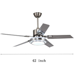 Ceiling Fan with LED Light and Remote, 42 in Blade Span, Silver