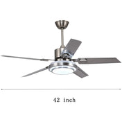 Ceiling Fan with LED Light and Remote, 42 in Blade Span, Silver